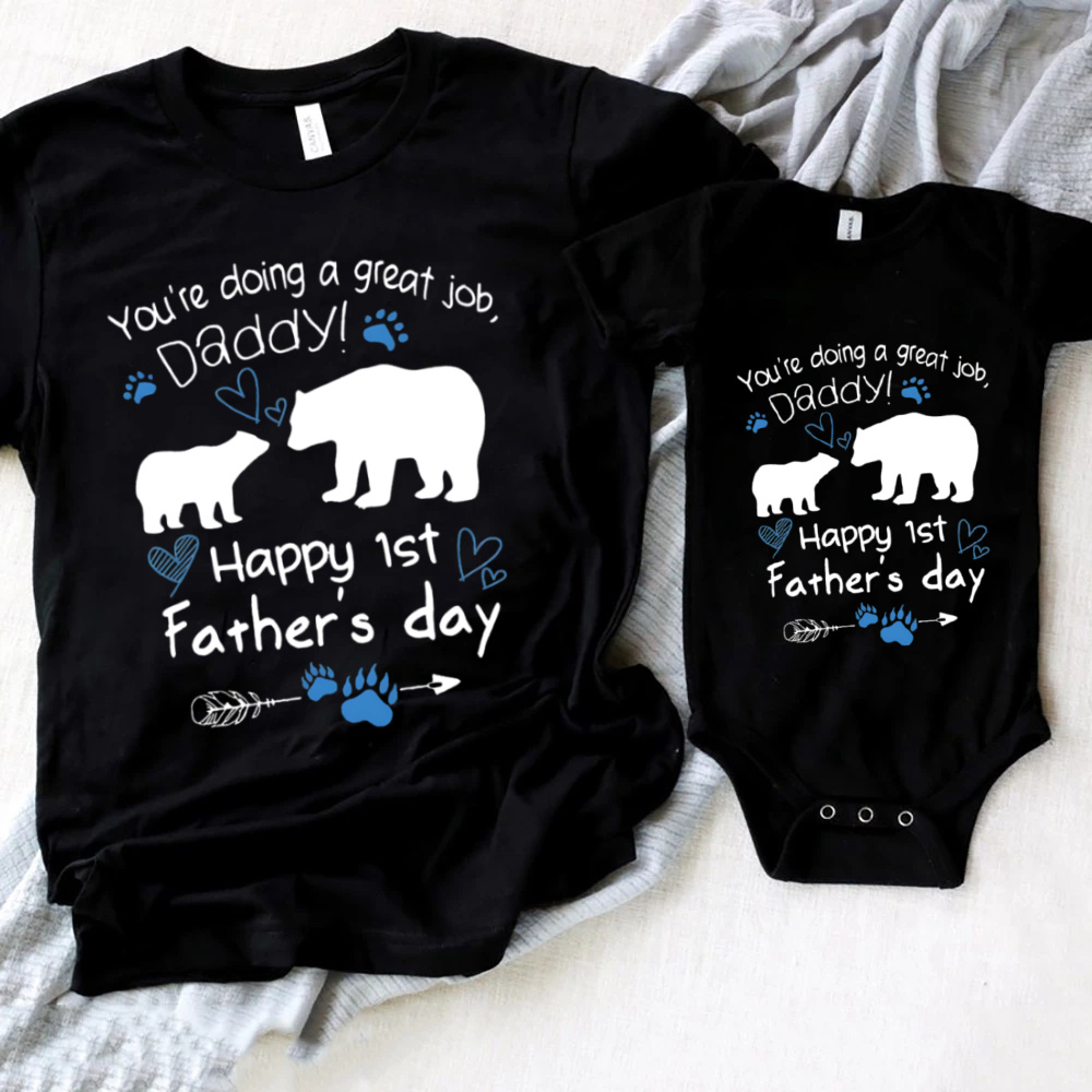 Baby Clothing Crochet - Gelukkige eerste vaderdag familie bijpassende shirt