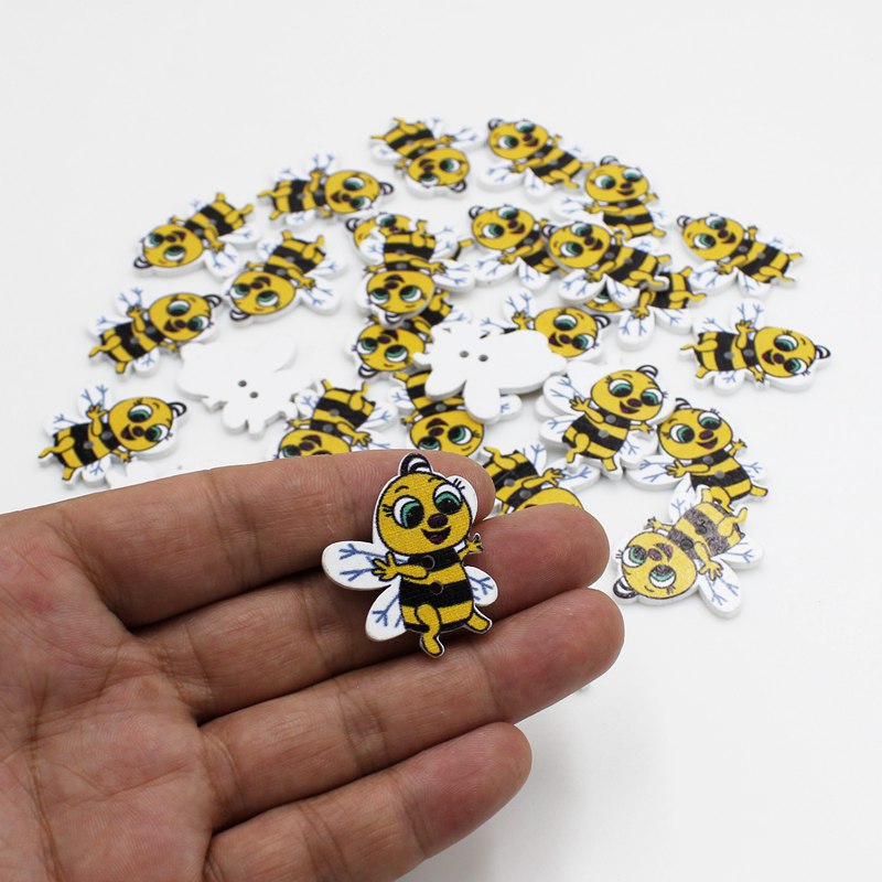 Baby X Clothing - 50 stuks nieuwe gemengde cartoonknoppen bijenhouten