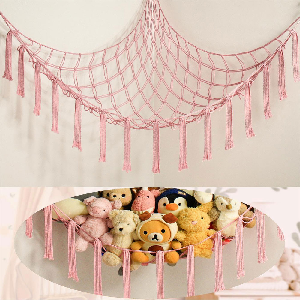 Baby Clothing Types - Katoenen speelgoedhangmatten Muurhoek Hangende opbergnetorganizer Geweven
